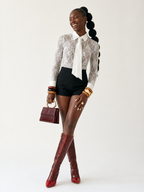 Audacious Lace Tie Bodysuit-0