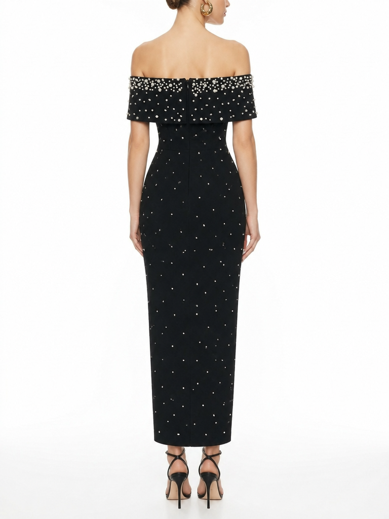 Pearl Off Shoulder Bandage Dress