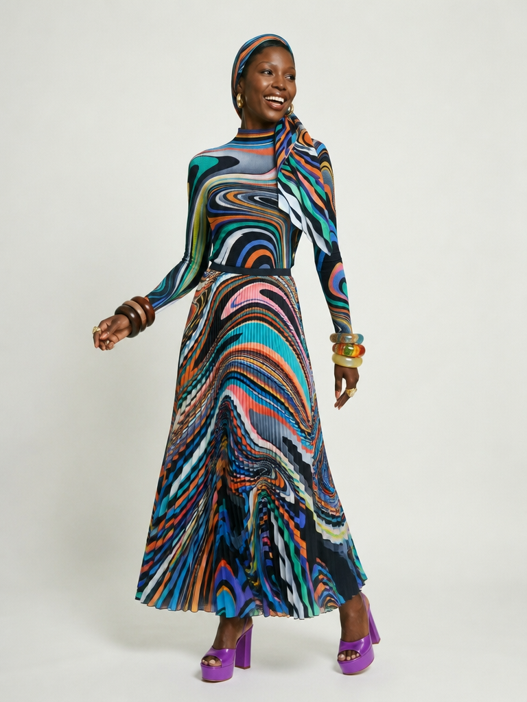 Vibrant Folded Gradient Two-Piece Set