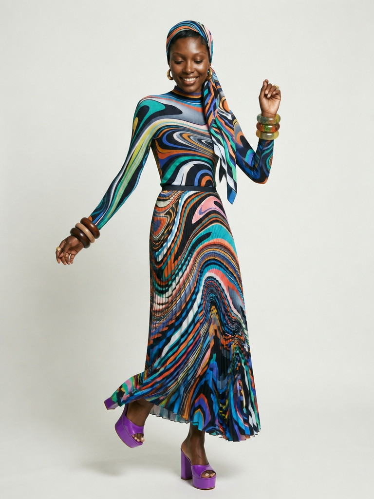 Vibrant Folded Gradient Two-Piece Set