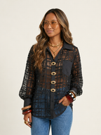 Bold Mesh Plaid Blouse-2