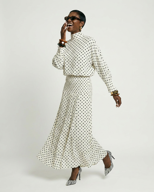 Elegant Polka Dot Two-Piece Set