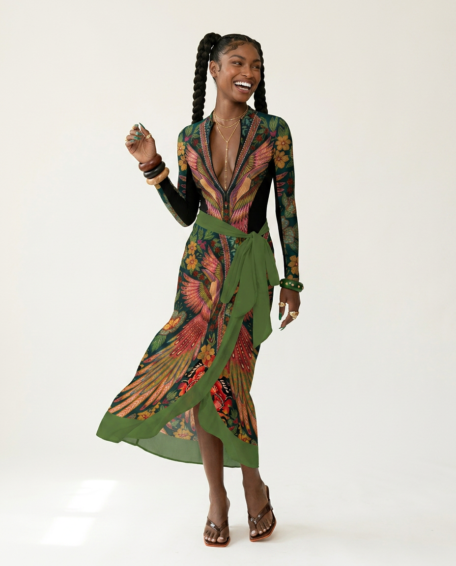 Wild Heart Printed Long-Sleeve One-Piece-2