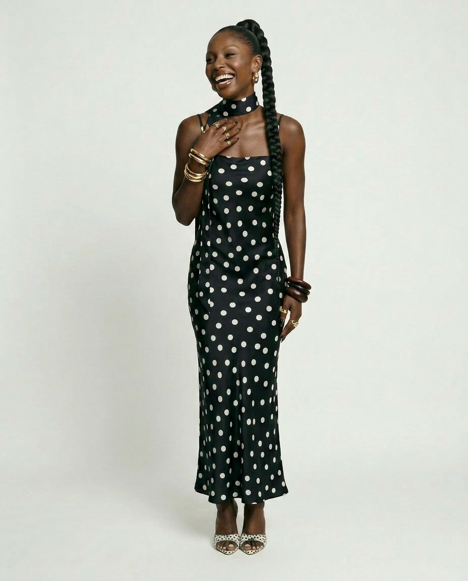 Elegant Polka Dot Maxi Dress-2