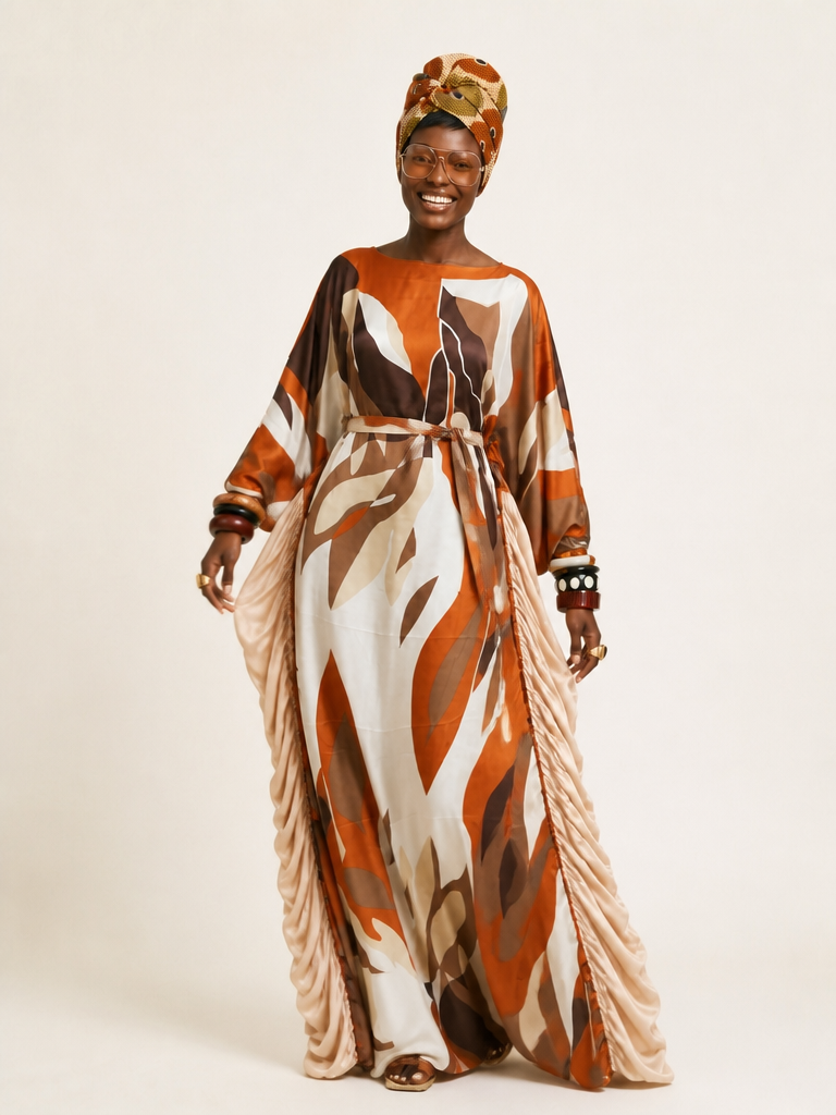 Free Spirit Printed Ruffle Kaftan