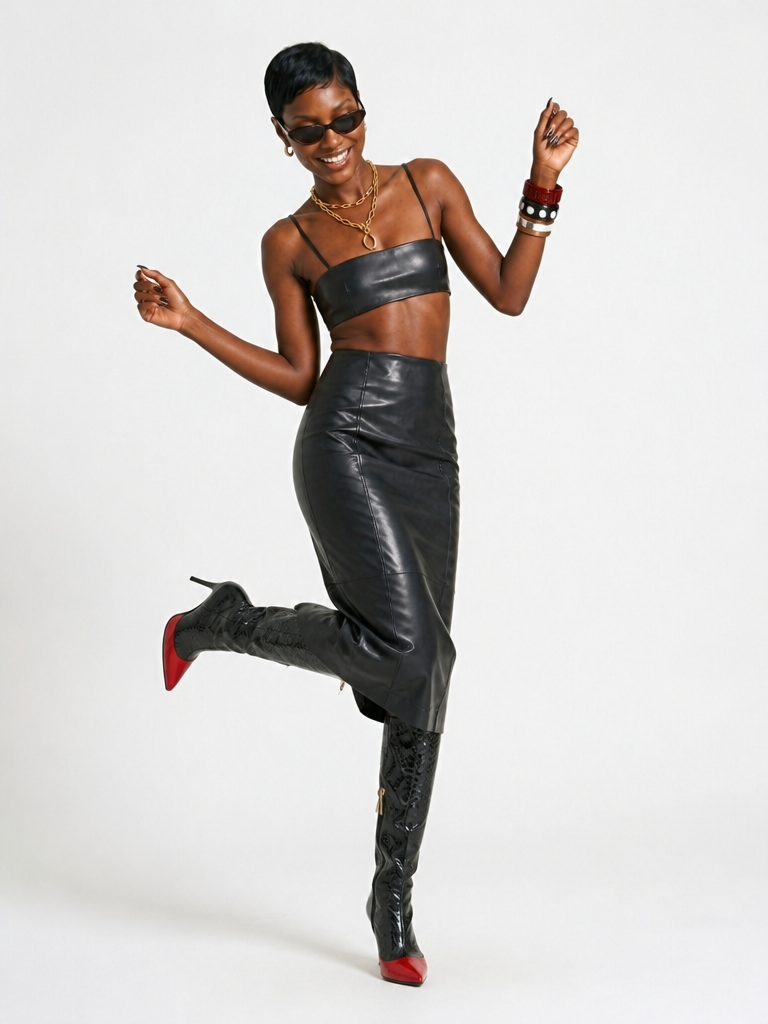 Fierce Faux Leather Midi Set