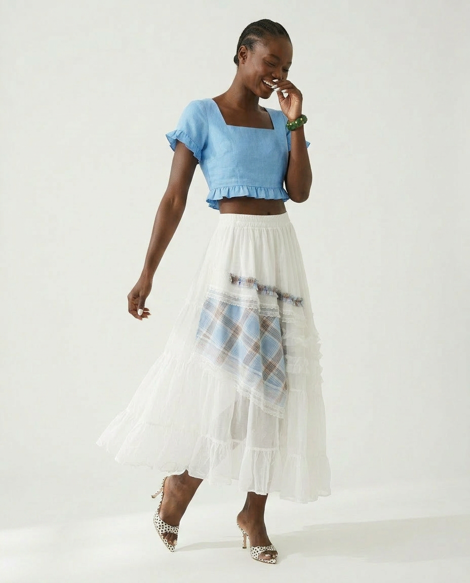 Sovereign Plaid Patchwork Maxi Skirt-0