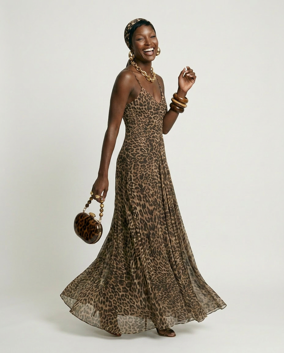 Fierce Leopard Print Maxi Dress-0
