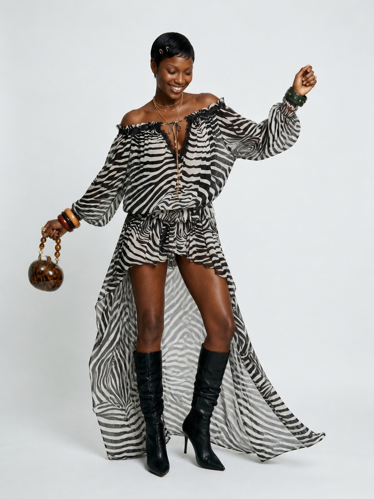 Fierce Zebra Print Maxi Dress