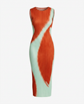 Vibrant Geometric Pleated Midi Dress