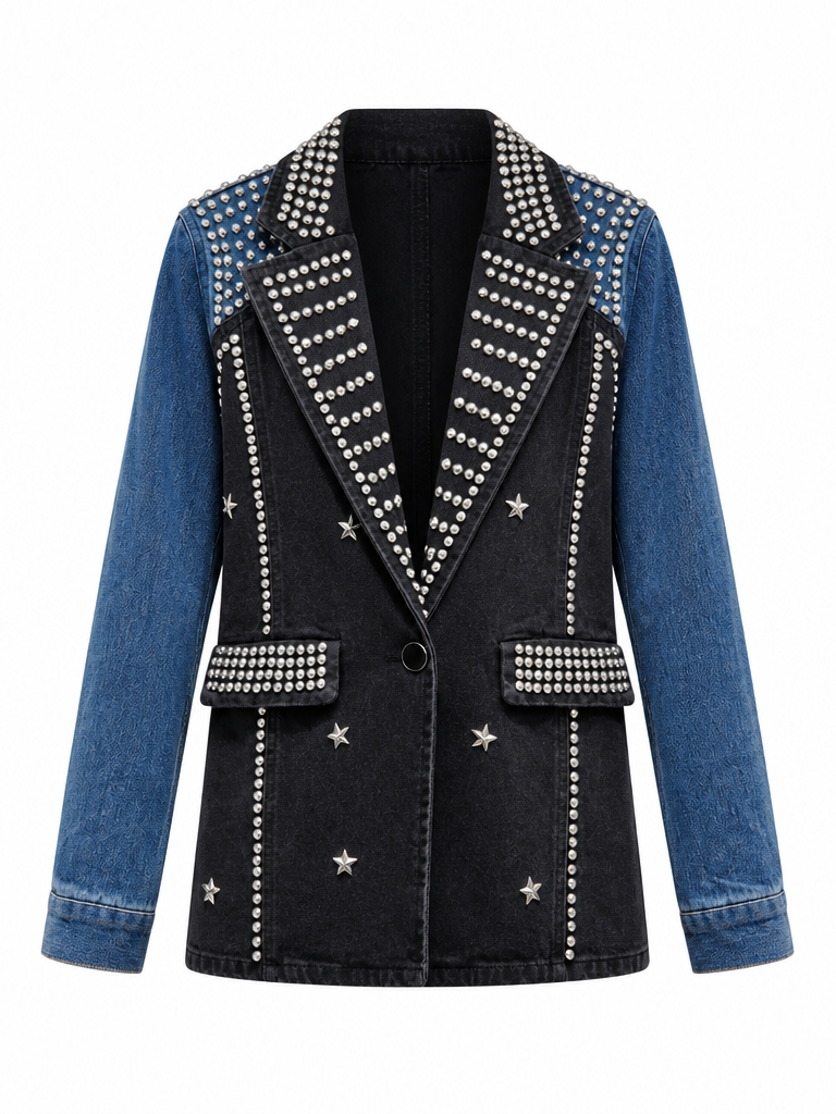 Mighty Studded Denim Blazer