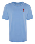 Chilli Embroidered Organic Cotton T-Shirt Blue