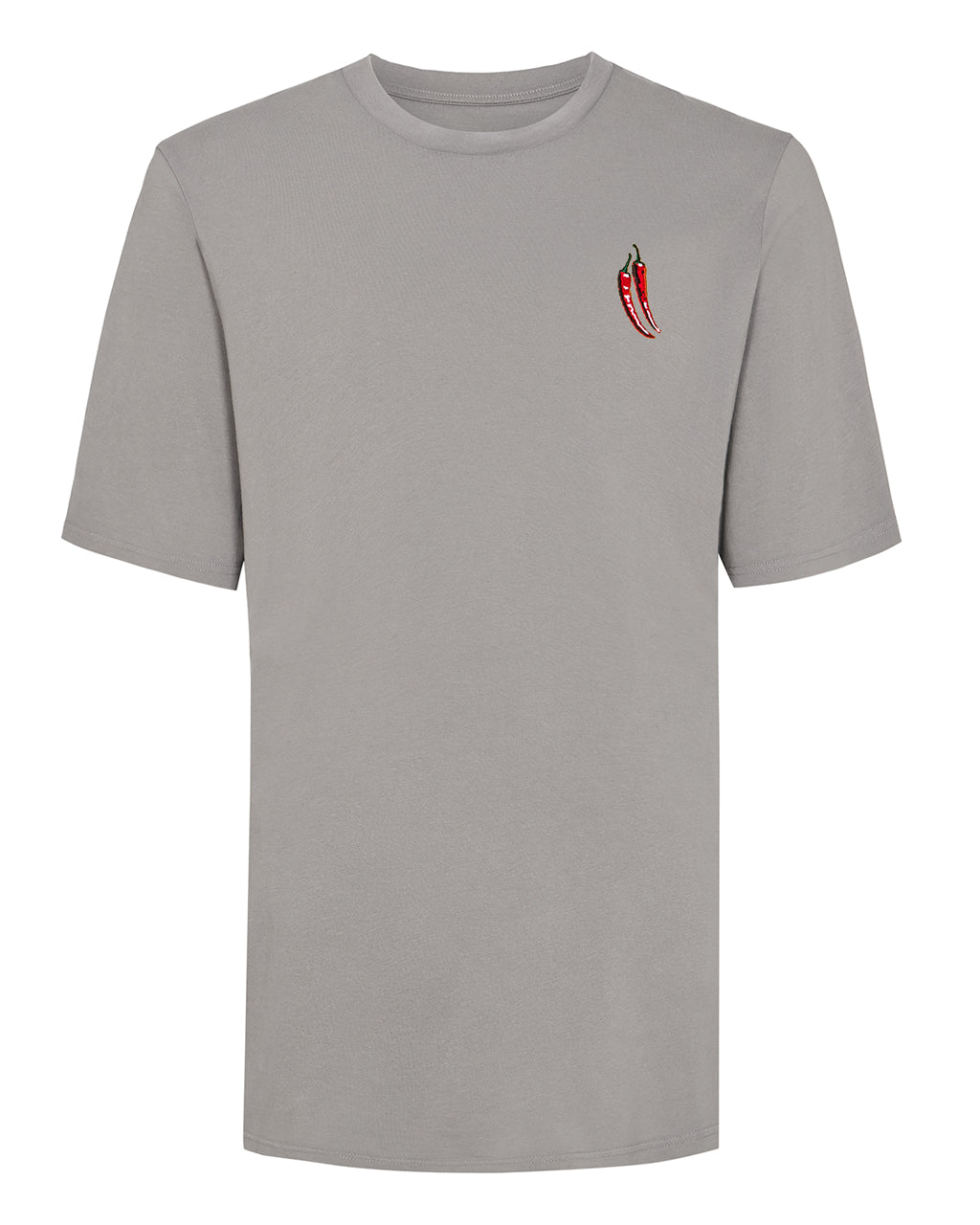 Chilli Embroidered Organic Cotton T-Shirt Grey
