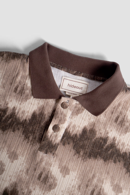 Cloud Pattern Short-Sleeve Knit Polo Shirt
