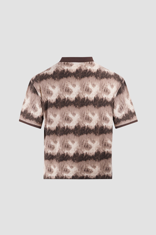 Cloud Pattern Short-Sleeve Knit Polo Shirt