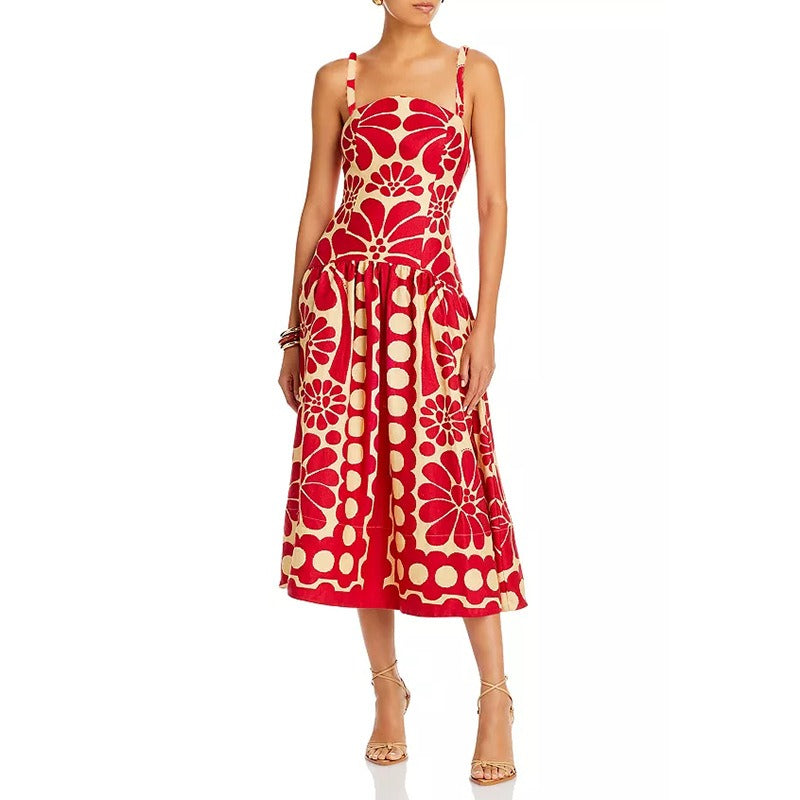 Design inspired printed long commuting dress for women