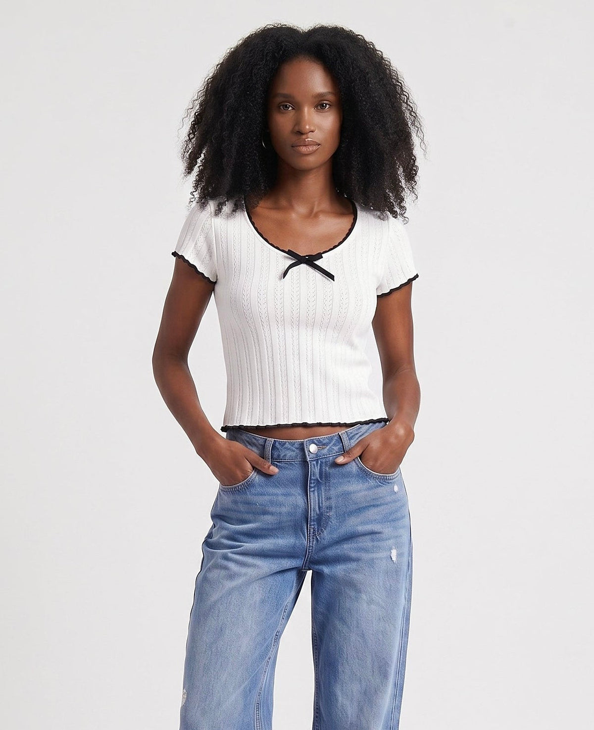 Crochet Bow Knit Top