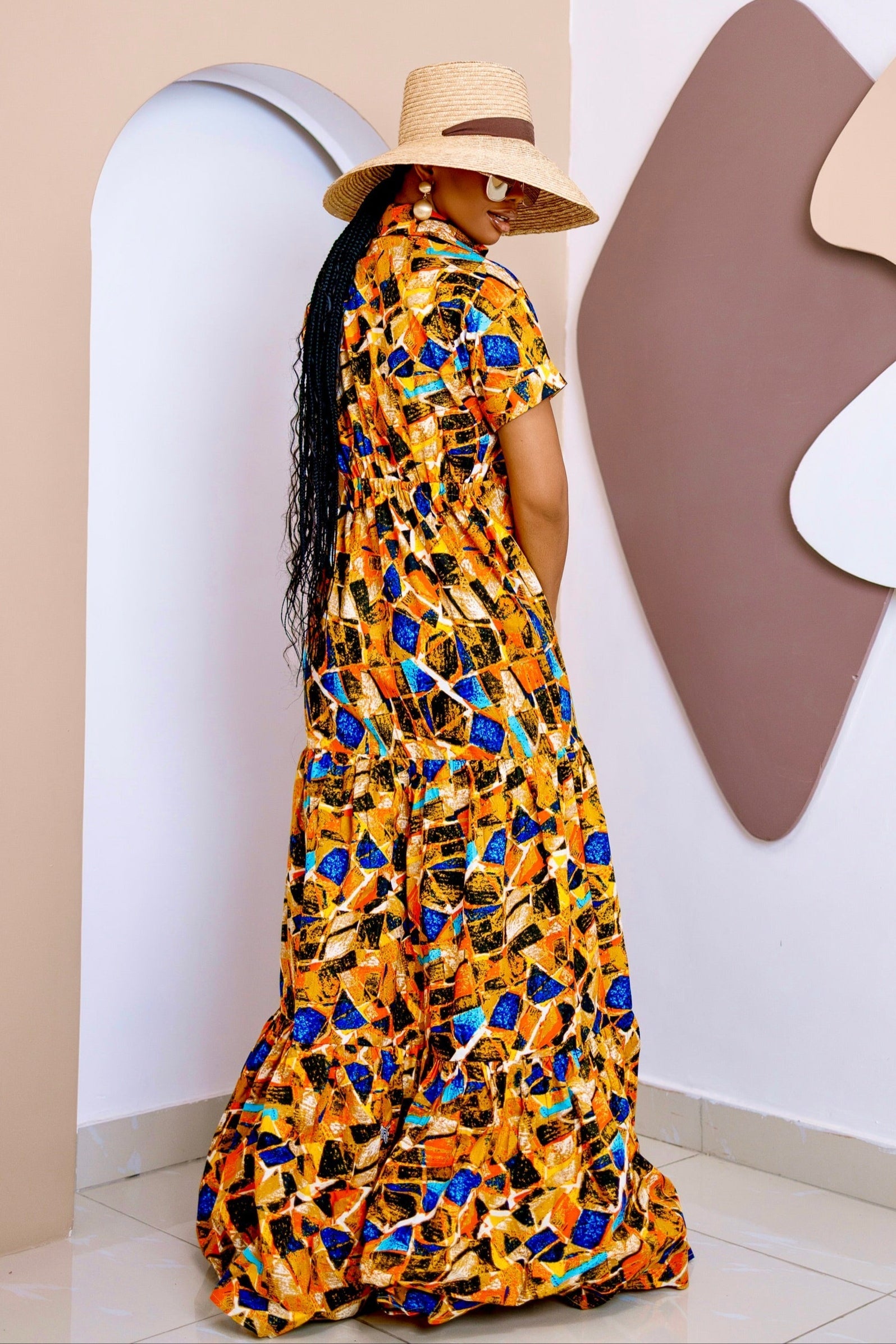 Confident African Ankara Tiered Maxi Dress-4