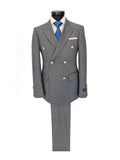 Grey Double-Breasted Slim Fit Suit