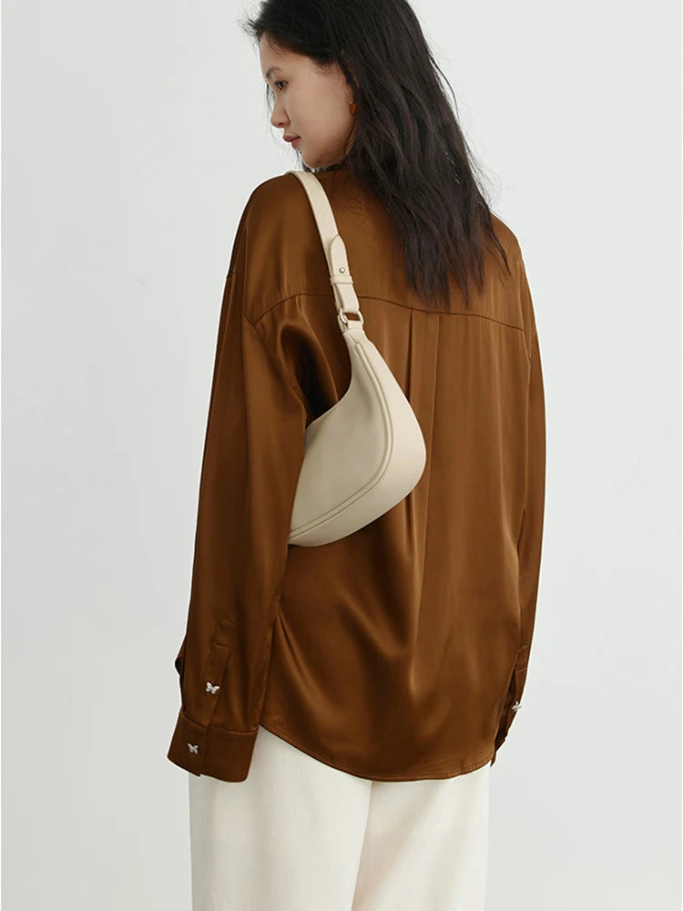 Satin drooping Cuban collar butterfly button shirt