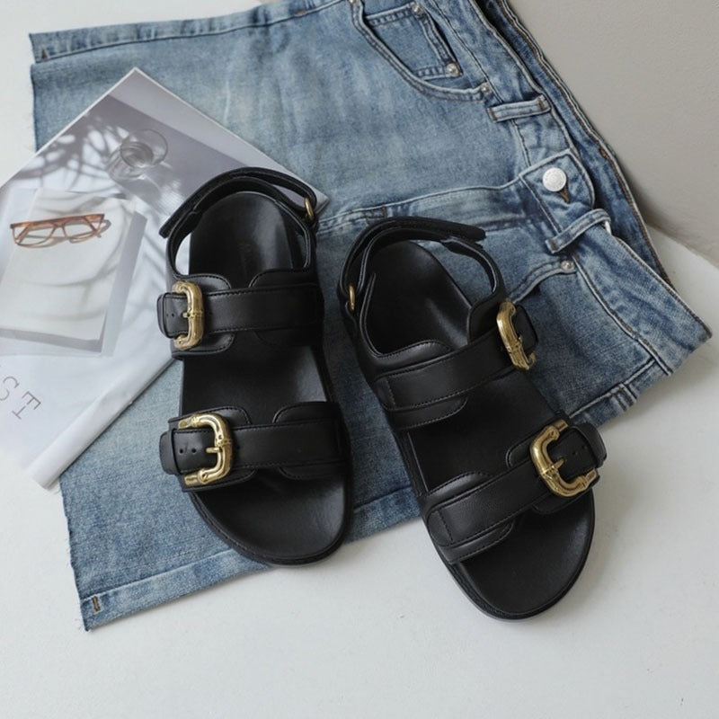 Open-toe Roman sandals, belt buckle, beach thick-soled casual shoes, summer women's shoes