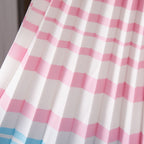 Pleated Pink Print 2 Pieces Set Loose T Shirt Color Block + A-line Skirts Women Luxury Clothes Spring Elegant