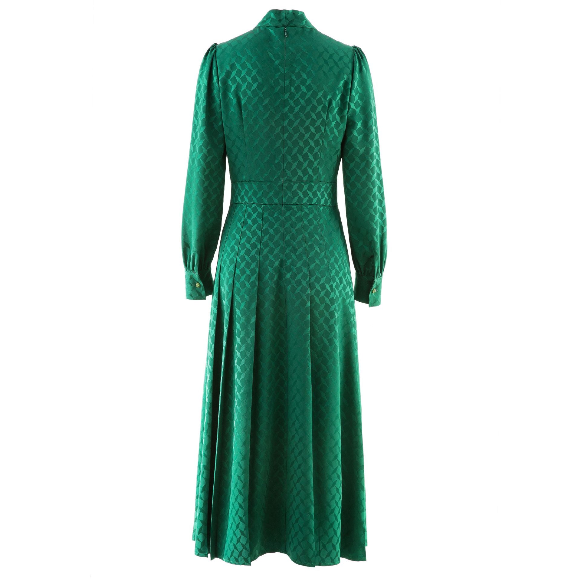 Spring And Summer New Quality Acetic Acid Jacquard Popular Green Slimming Large Swing Dress With Bow Women's Skirt