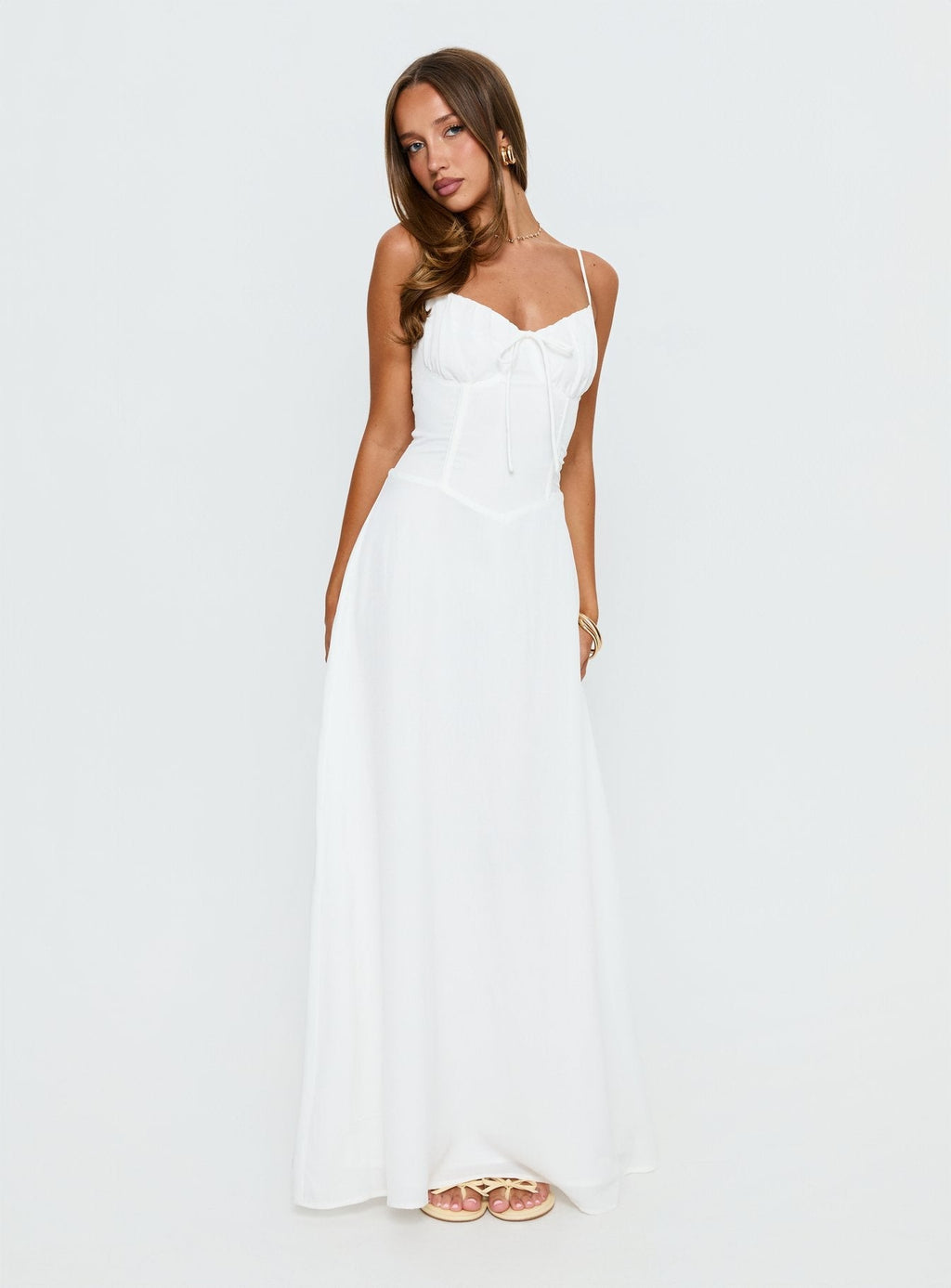 Lace up A-line solid dress