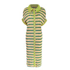 Spring Hearts Love Printed Dress Cardigan Button Dress Elegant Flare Sleeve Designer Clothing 8958