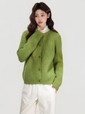 Round Neck Raglan Sleeve Knit Cardigan Sweater