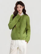 Round Neck Raglan Sleeve Knit Cardigan Sweater