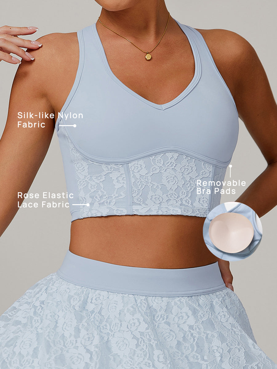 Lace Sheer Mesh Back Yoga Tank