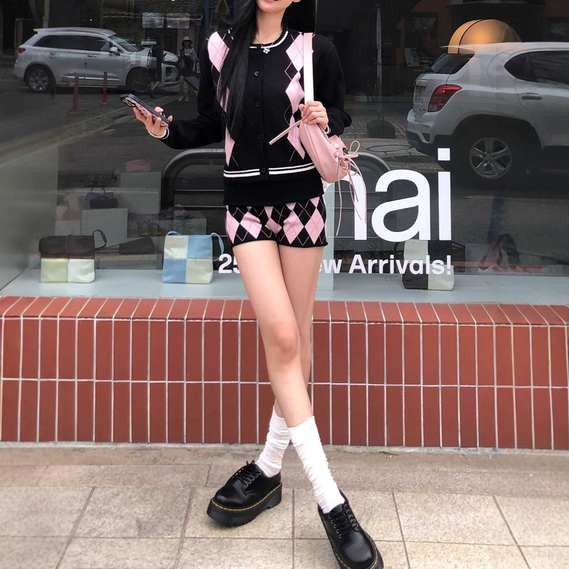 Knitted Cardigan Women Outfit Top Outerwear Black Short Fitted Sweater Coat