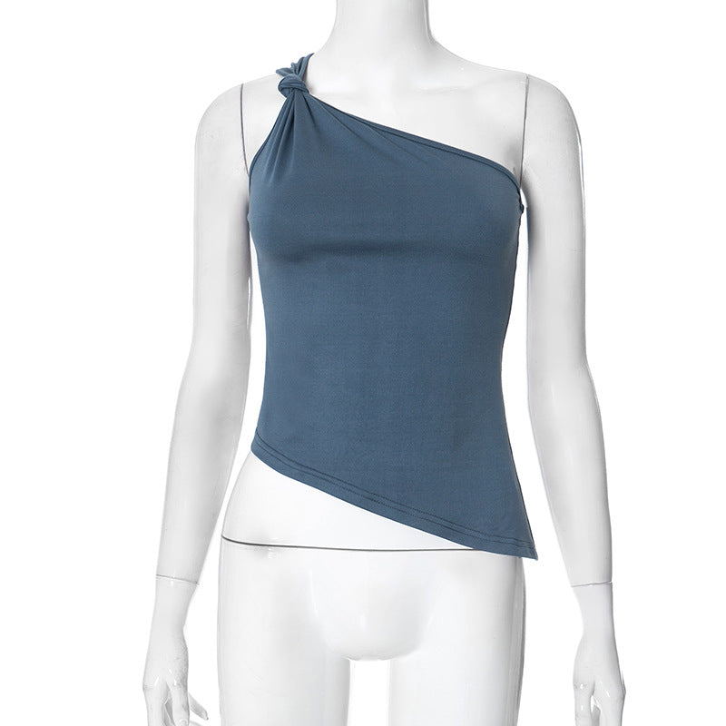 Sexy off shoulder high-end temperament solid color top vest