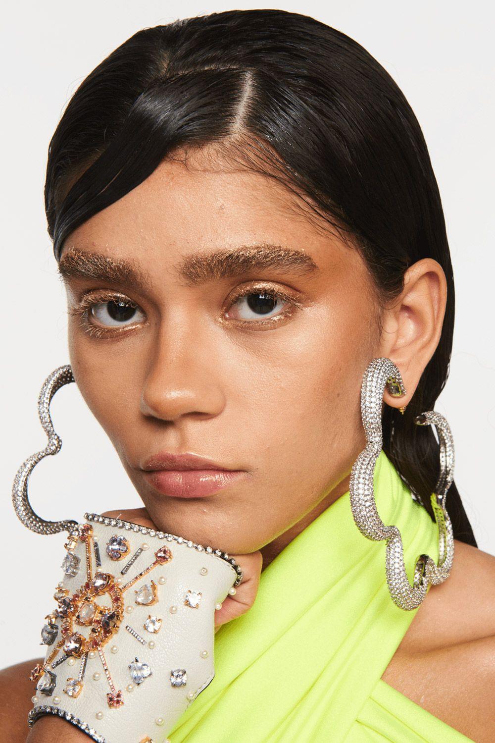 Crystal flower maxi hoops