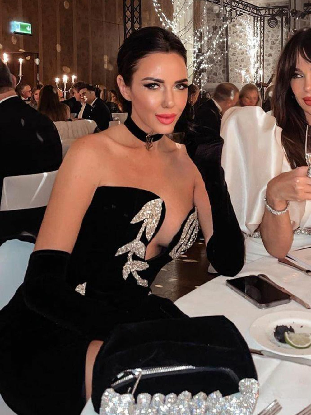 Women Summer Sexy Strapless Backless Sequin Split Black Maxi Long Bodycon Bandage Dress 2023 Elegant Evening Party Club Dresses