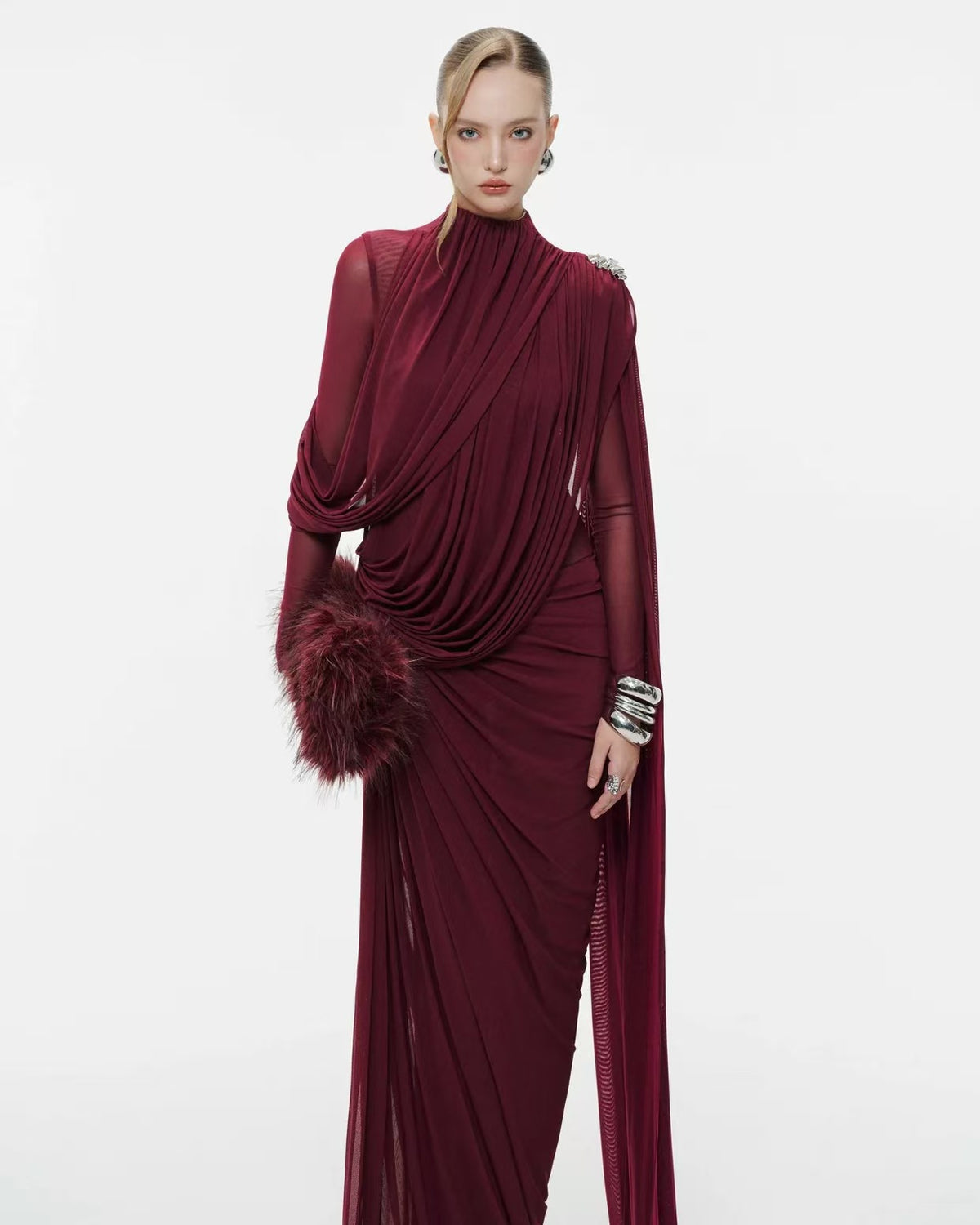 Pleated Cape Dress