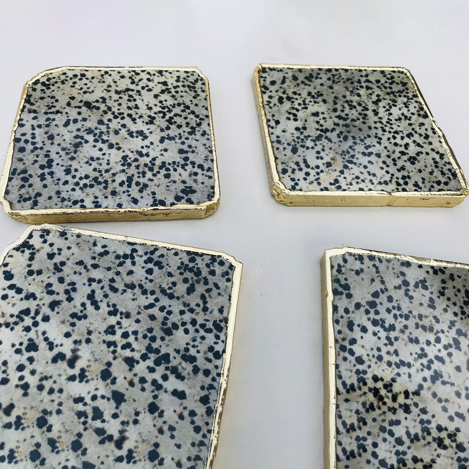 Dalmatian Jasper/Gemstone/Semi-precious stone/Agate - Set of 4 Large Coasters/Personalised Momentos