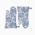 French Toile de Jouy Premium Cotton Oven Mitts
