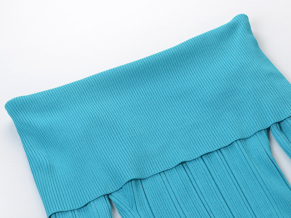 Designer Dress Women Autumn Winter Vintage Elegant Ruffles Knitted Mermaid Dresses