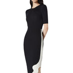 Small Niche Design, Light Luxury, Slim Fit, Pit Stripe Knit Dress, Medium Color Lace Design, Feeling Over Knee Dress