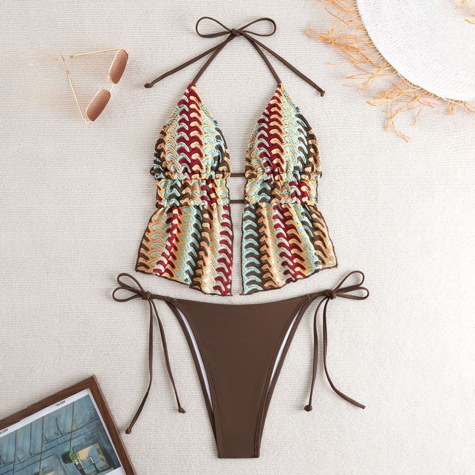 V-neck camisole backless split bikini
