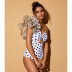 Women's Swimsuit Set Vintage Ruffle Dot Printed One Piece Vacation Swimwear Woman Beachwear Luxury Bathing Suit tankini