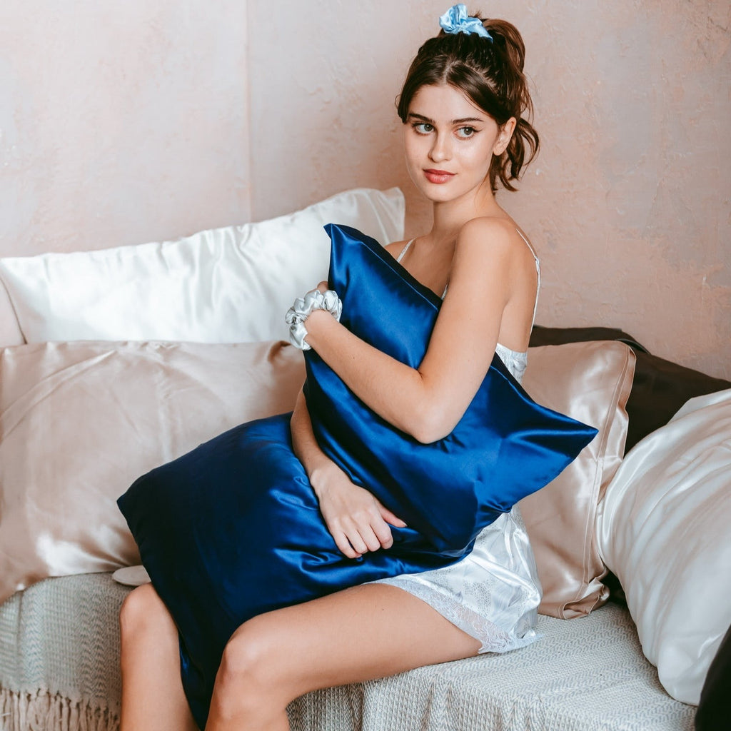 Queen Organic Silk Pillowcase - Royal Blue