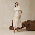 Waist Cinched Dress with Cape Two-Piece Set Long Dress