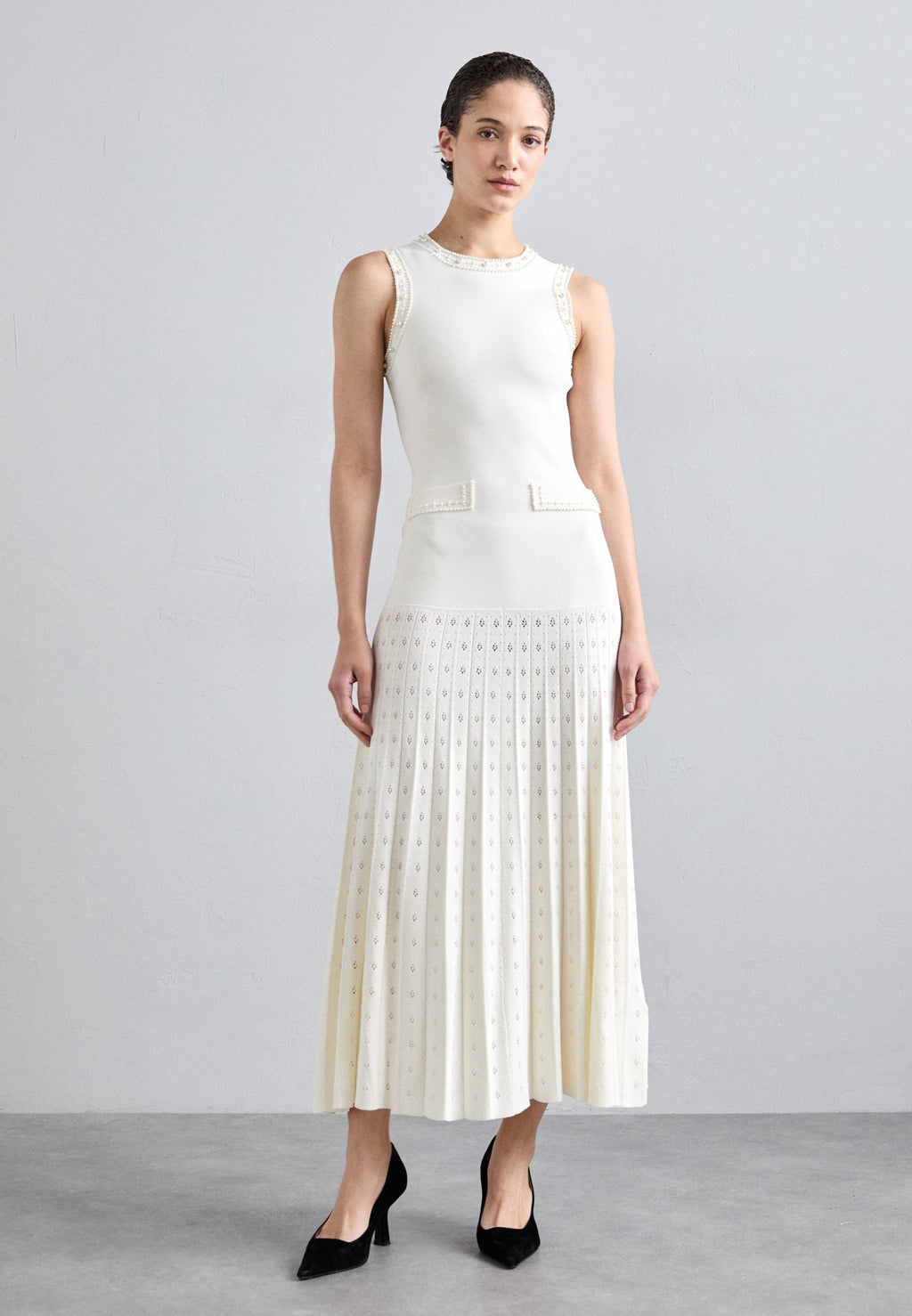 Pearl bead knit dress