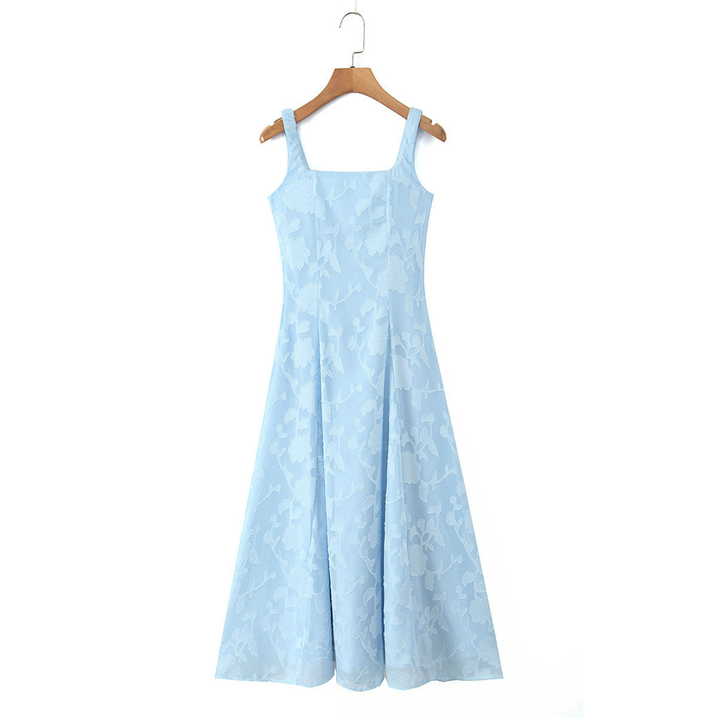 Light luxury style sexy scissor flower shoulder strap long skirt