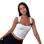 Simple  Slim Tank Top with Bow Decoration