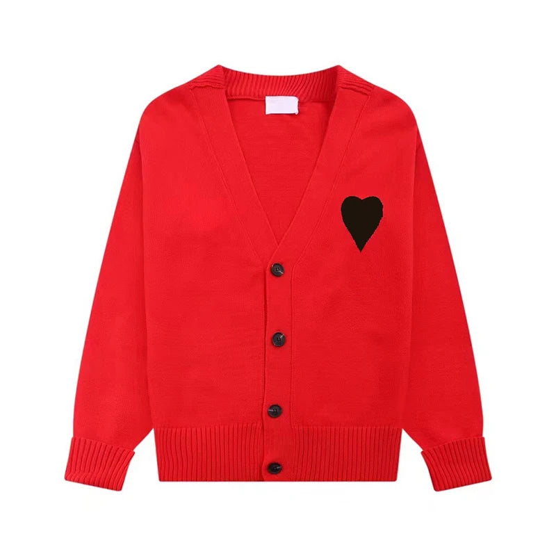 Y2k Sweaters Women Autumn Heart Embroidery Midnight Blue Cardigan Fashion Warm Loose Fit Lover Cotton Knitted Cardigans Mens top
