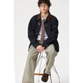 Designer Snap Button Denim Jacket for Men Retro Versatile Blue Denim Coat
